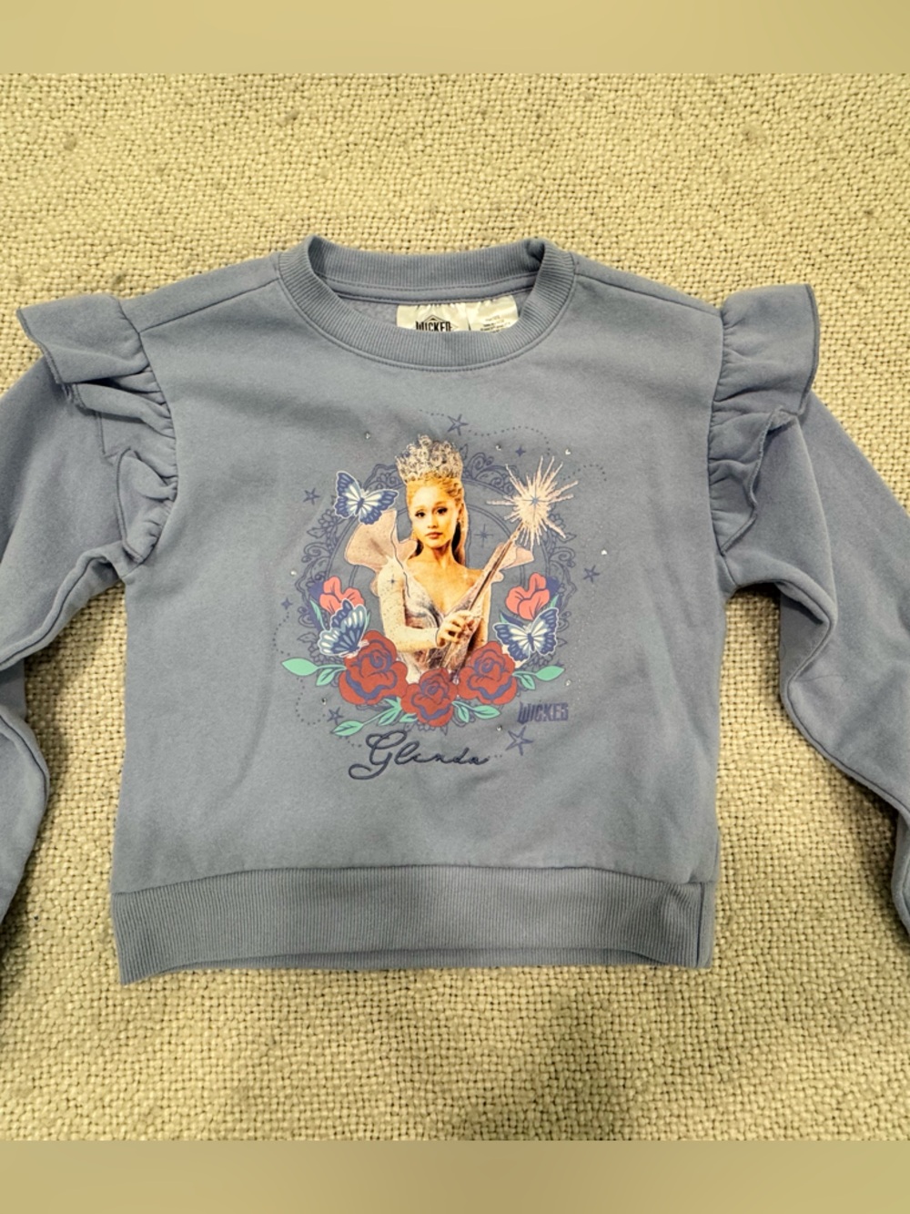 Kids Blue Graphic Ruffle Sweatshirt